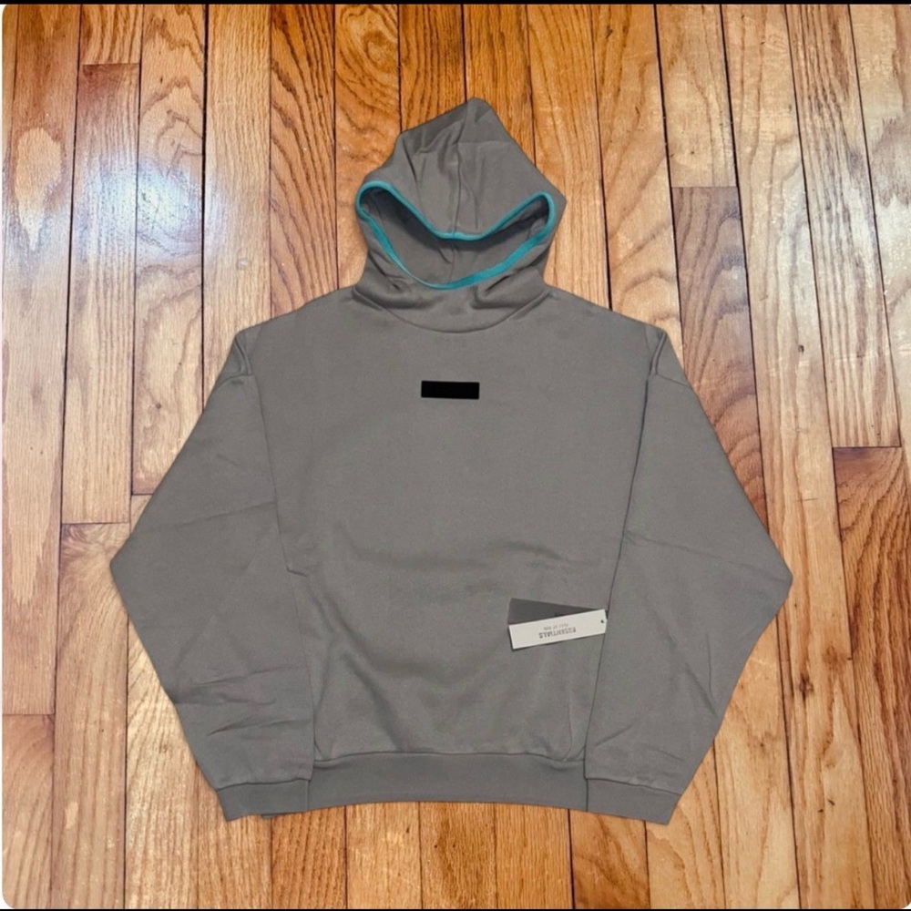Fear of God Gray Hoodie with Teal Accents